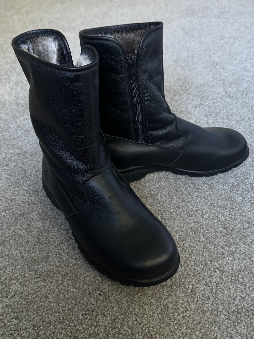 Toe Warmers Canada Black Leather Faux Fur Lined Shield Boots Waterproof 7.5W